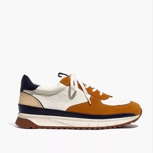 NWOB Madewell mens kickoff trainer sneakers leather suede. Rich amber